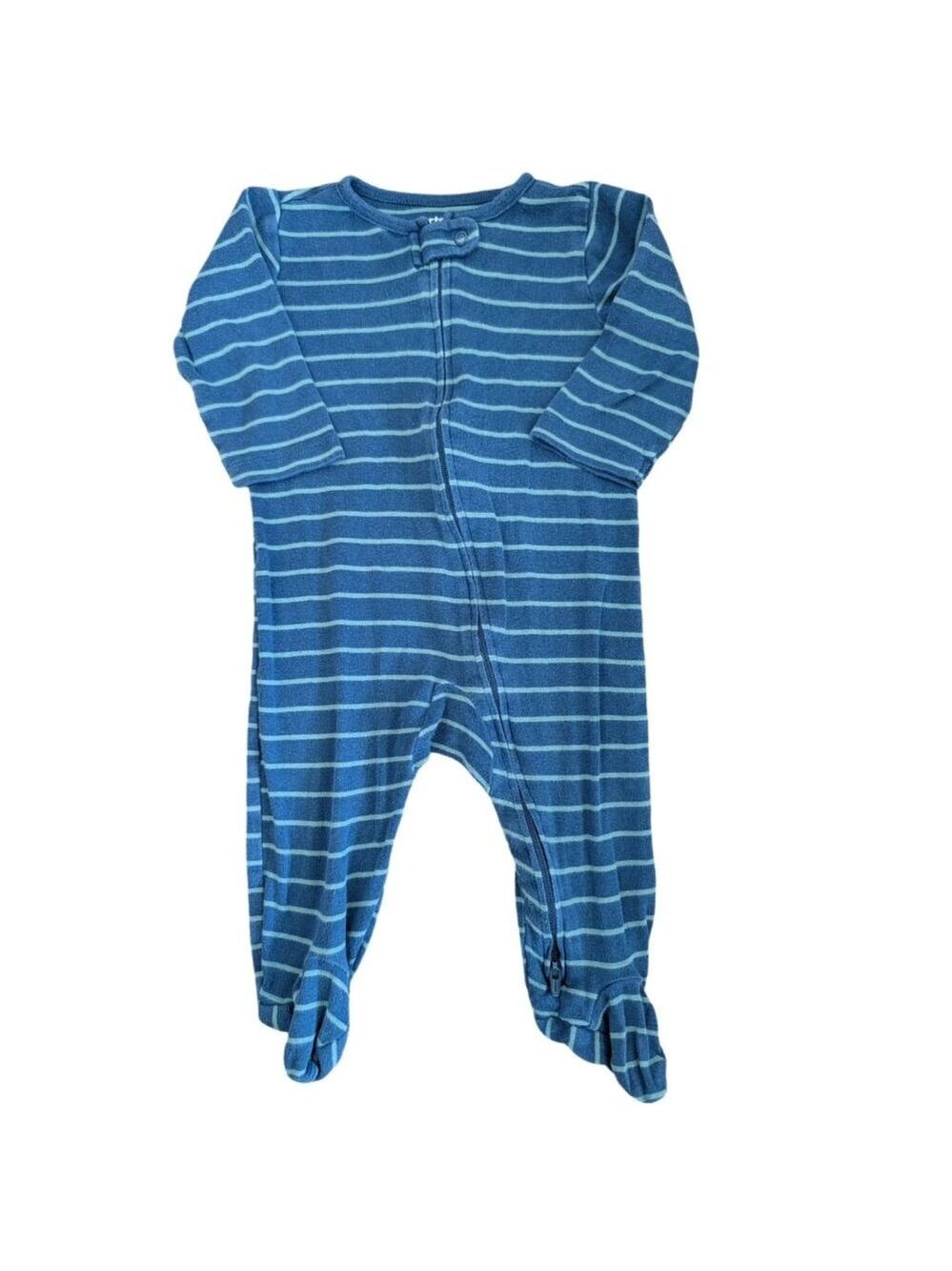 🩵 4/$20 Carter's Navy & Turquoise Horizontal Striped Footie Sleeper 6-9m
